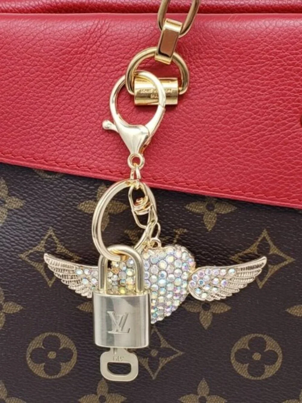 Authentic Louis Vuitton Lock & Key Gold ✨ Unbranded Keychain Bag Charm LV